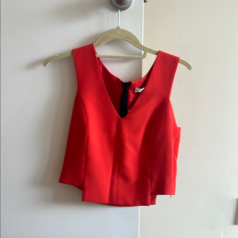 Milly Red Asymmetrical Crop Top
